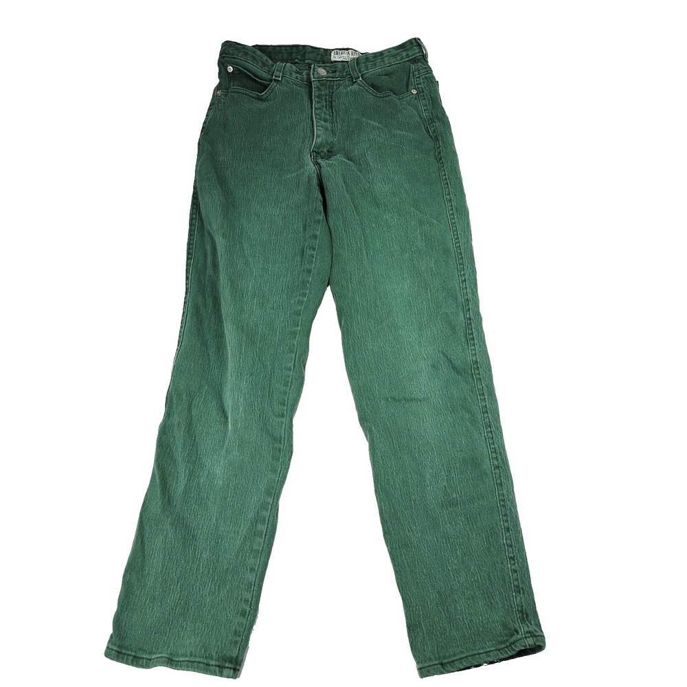 Vintage American Royal Jeans Womens 12 Green High Rise Straight Leg Made USA 90s